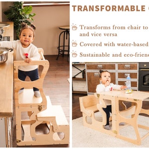 Montessori tower Step stool Activity helper tower Kitchen tower Bathroom Step Stool Montessori furniture Kitchen tower Wooden stool