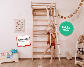 Kids Swedish Ladder, Montessori Funriture, Adjustable Climbing Wall, Toddler Climbing Gym, Montessori Play Gym, Birthday Gift, Home Decor