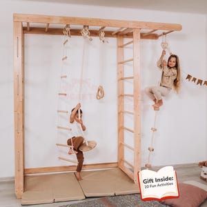 90x90&quot; Swedish Ladder, Climbing Wall, Toddler Climbing Gym, Montessori Climber, Monkey Bars, Indoor Swing, Montessori Climbing Wall Net