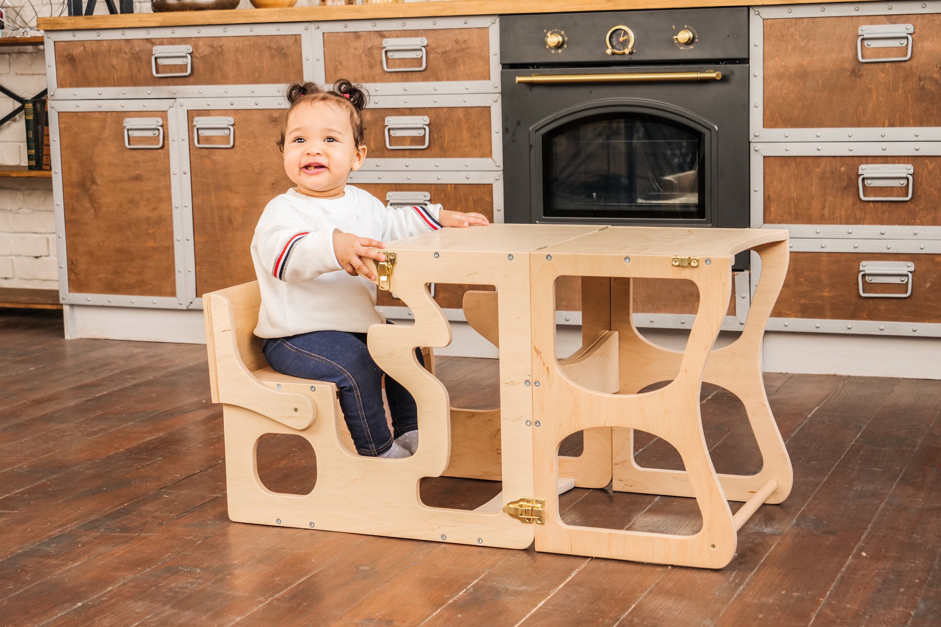 Taburete con respaldo Torre Montessori Mesa para niños Silla de aprendizaje  Torre de actividades Torre de cocina Taburete de aprendizaje Taburete de  madera -  México