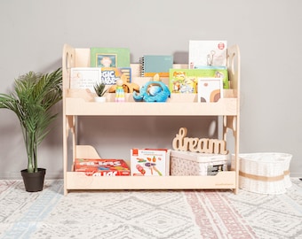 Montessori shelf, Toddler bookshelf, Montessori furniture, Nursery toy shelves, Toys storage, Wooden bookcase, Montessori regal