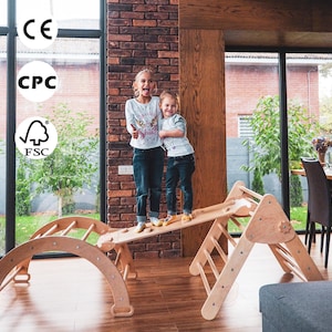 Set of three items Climbing Ramp + Arch + Foldable Triangle Playroom furniture Montessori toddler Climbing furniture