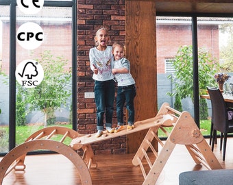 Set of three items Climbing Ramp + Arch + Foldable Triangle Playroom furniture Montessori toddler Climbing furniture