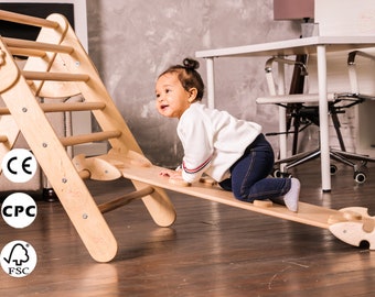 Triangle and ramp Wooden toys Climbing ladder Montessori gym Wood play gym  Triangle with ramp Toddler furniture Montessori toddler dreiek