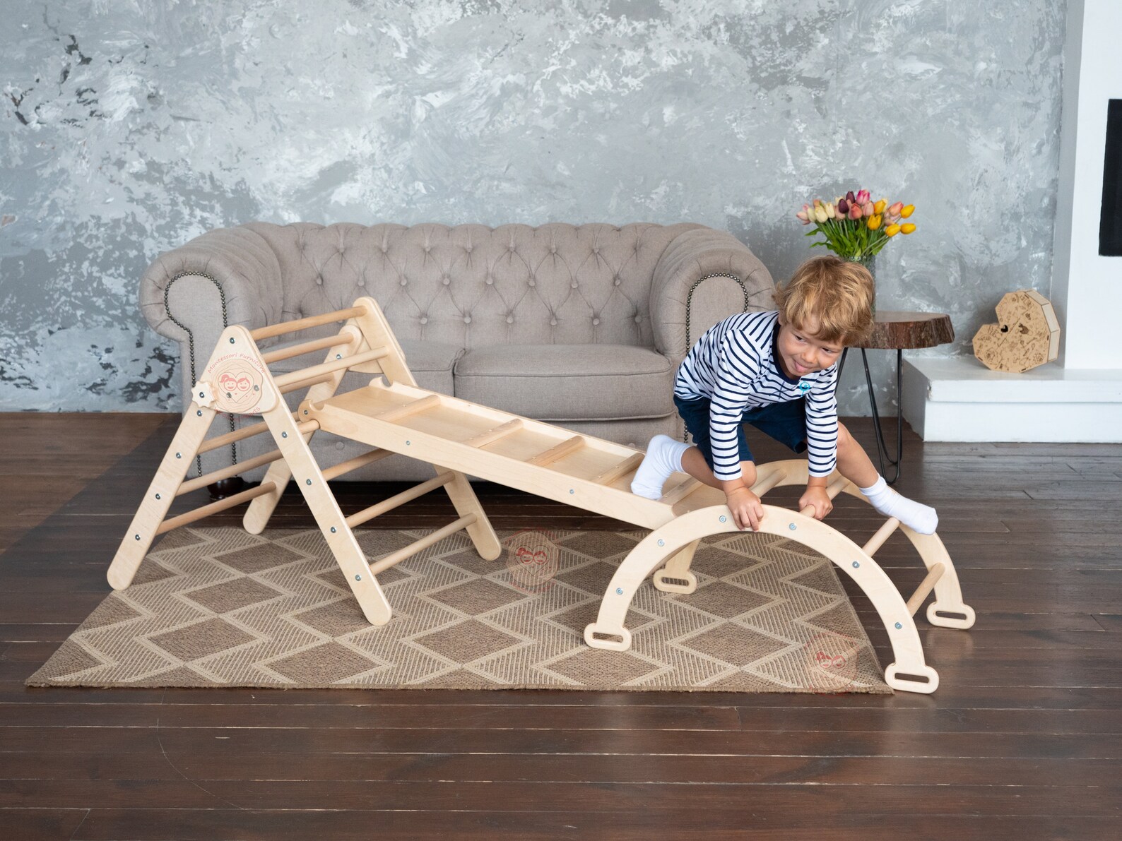 Montessori set of climbing furniture for Toddlers Eco wooden Etsy