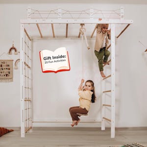 88x78&quot; Giant Bridge Swedish Ladder & 1 Optional Rope Accessory: Gymnastics Rings, Waldorf Ladder, Baby Swing, Nursery Mobile Home Gym