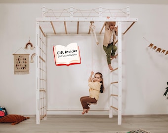 88x78&quot; Giant Bridge Swedish Ladder & 1 Optional Rope Accessory: Gymnastics Rings, Waldorf Ladder, Baby Swing, Nursery Mobile Home Gym