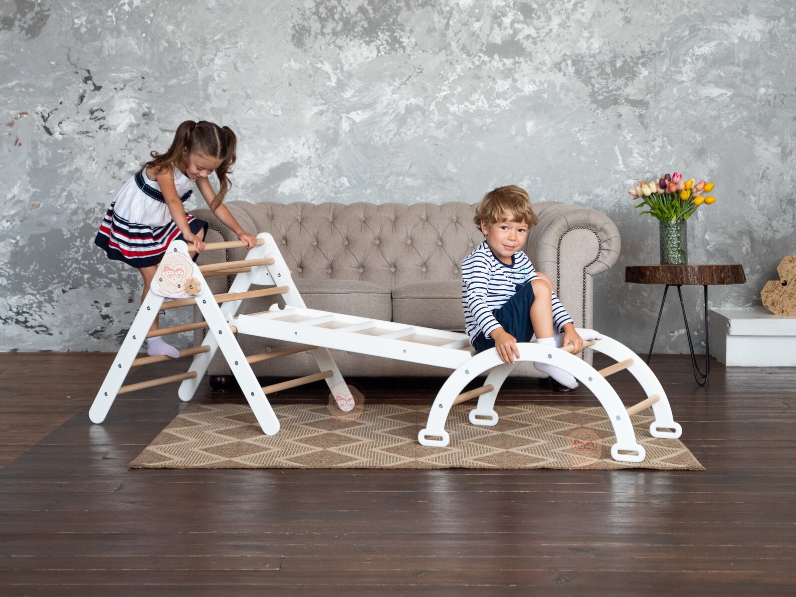 Montessori set of climbing furniture for Toddlers Eco wooden Etsy