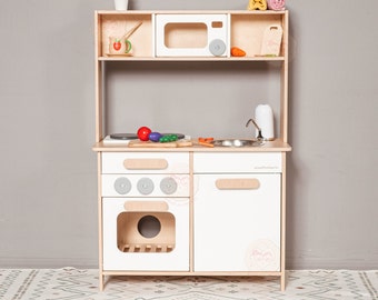 Wooden Play Kitchen for Kids, Toy Kitchen, Kitchen Pretend Play for Toddler, Montessori Eco Toy