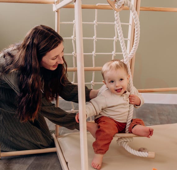 Columpio de cuerda para niños con asiento redondo, muebles