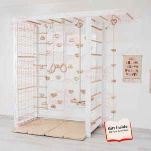 90x90&quot; Swedish Ladder, Montessori Climbing Wall, Climb Board for Kids, Indoor Climbing Wall, Toddler Climbing Gym, Monkey Bars, Indoor Swing