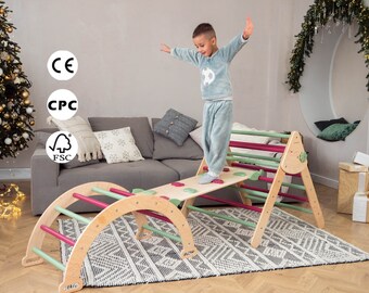 Montessori climbing set Сlimbing arch Montessori triangle climber WoodandHearts Сlimbing frame Сlimbing gym Montessori Climber