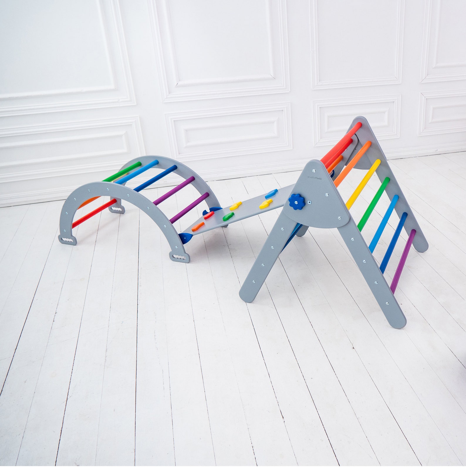 Wood play gym Waldorf furniture Wooden toys Climbing triangle Etsy