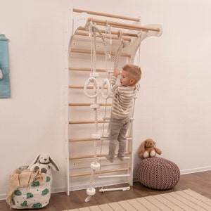 Handmade Furniture Solid Swedish Ladder and Rope Accessories: Montessori Climber Rope&Ladder, Indoor Baby Swing, Monkey Bars, Baby Geschenk