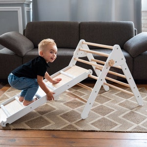 Foldable triangle and ramp Wood play gym Triangle with ramp Toddler furniture Wooden climber Montessori toddler Kids ladder Climbing ladder image 8