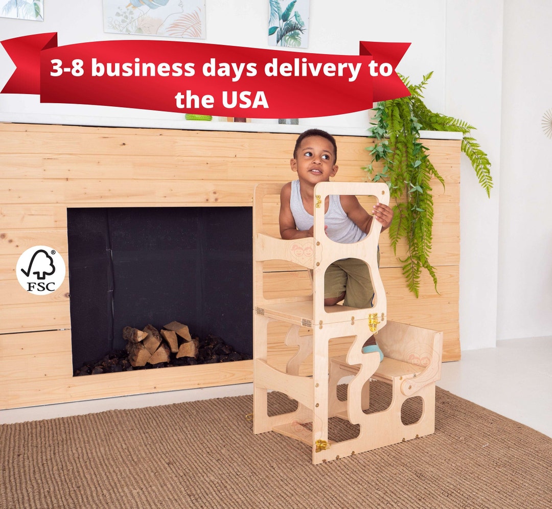 Transformable Kitchen Tower, Montessori Learning Stool, Toddler Tower