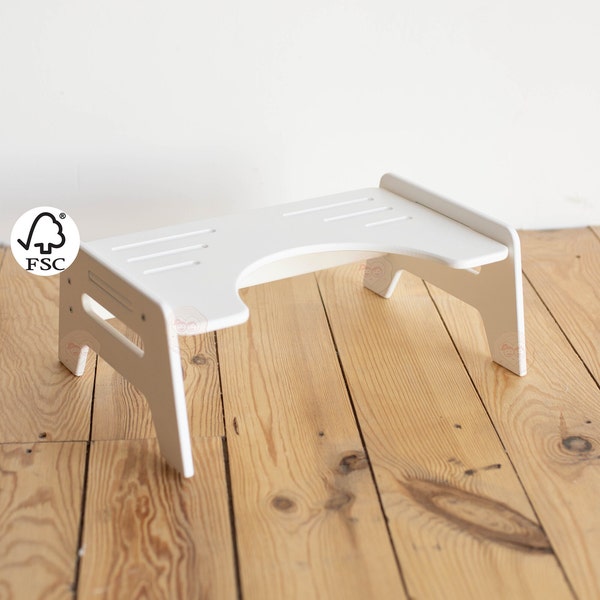 Kids Step Stool for Toilet Training by Woodandhearts, Toddler Step Stand, Bathroom Step Stool, Wooden Kids Helper