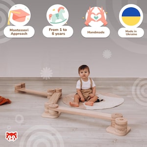 Baby Gift Transformable Balance Beam Set, Nursery Decor Montessori Balance Toy, Plywood Furniture Indoor Play Gym, Balance Path for Kids