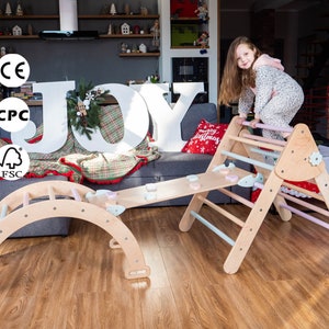 Wooden baby gym Toddler Climber Eco friendly toys Toddler furniture Climbing set Montessori WoodandHearts furniture Toddler gift