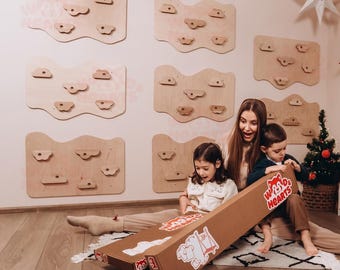 Kids Climbing Wall Panels - Indoor Rock Climbing System for Montessori Playroom