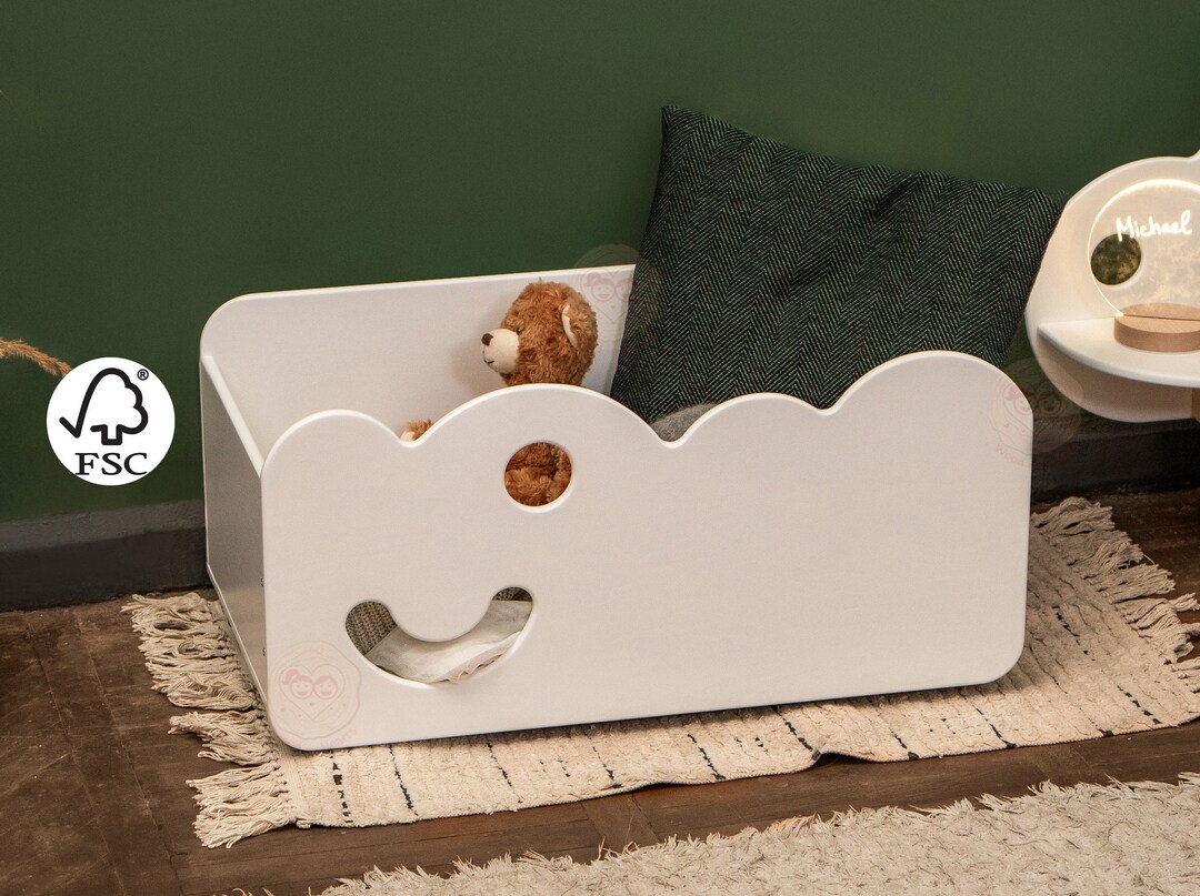 Montessori Toy Storage on Wheels Cloud Nursery Decor Waldorf Etsy