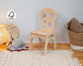 Wooden Kids Learning Chair, Chair for Toddler by Woodandhearts, Ecofriendly Stool for Child