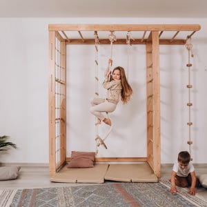 90x90&quot; Kids Swedish Wall, Toddler Climbing Gym, Swedish Ladder, Montessori Climber, Pull Up Bars, Indoor Playground, Birthday Gift