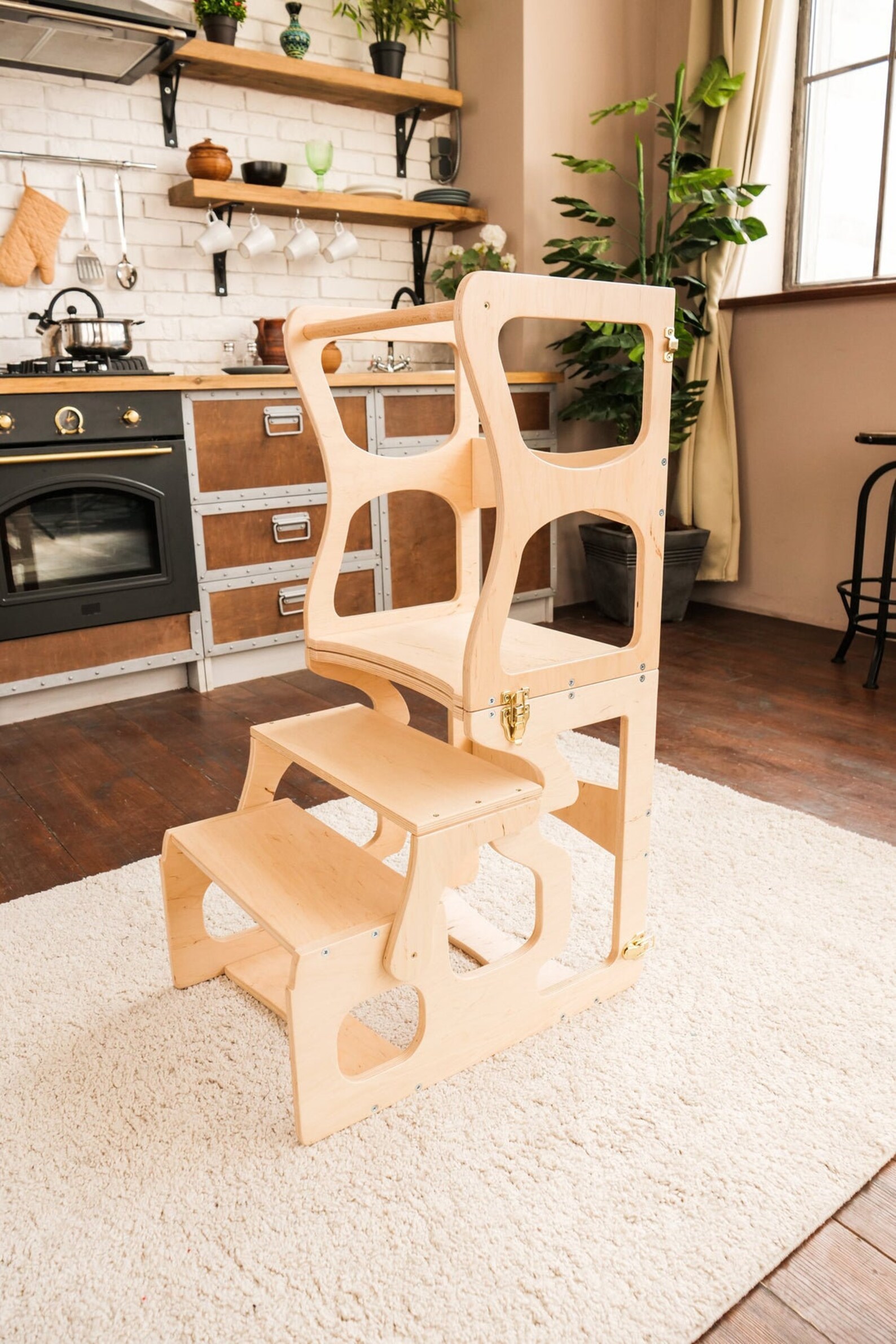 Montessori Tower Step Stool Activity Kitchen Helper Kitchen Etsy