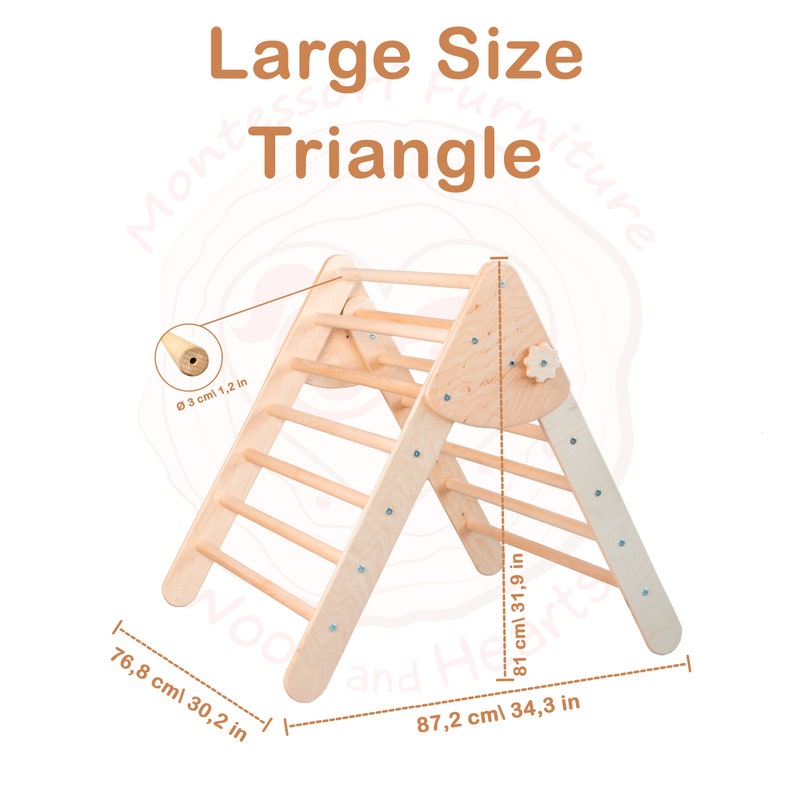 Set of three Climbing RampArchFoldable Triangle Indoor playground WoodandHearts Triangle with ramp Montessori toddler Climbing furniture image 8
