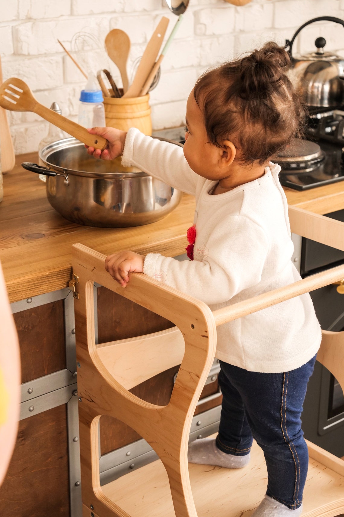 Montessori learning chair Kitchen helper for kids Waldorf step | Etsy