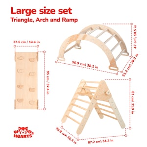 Montessori Wood Climbing Set, Toddler Furniture, Arch, Triangle, Slide, Indoor Play Gym bild 2