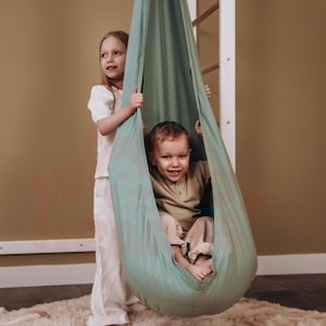Indoor Swing for Toddler, Kids Room Decor, Sensory Swing, Toddler Swing for Playroom, Hammock Swing, Hanging Swing by WoodandHearts