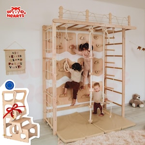 88x78&quot; Swedish Ladder, Wall Games, Climbing Panels, Indoor Climbing Wall, Monkey Bars, Indoor Swing, Montessori Climbing