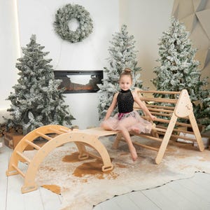 Montessori Climbing Set, WoodandHearts Arch, Triangle, Toddler Slide, Arch Pillow, Baby Gym