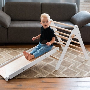 Foldable triangle and ramp Wood play gym Triangle with ramp Toddler furniture Wooden climber Montessori toddler Kids ladder Climbing ladder image 10