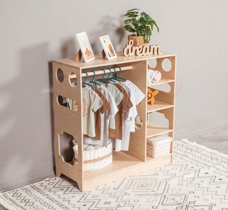 Open Wooden Wardrobe for Kids by Woodandhearts Montessori - Etsy