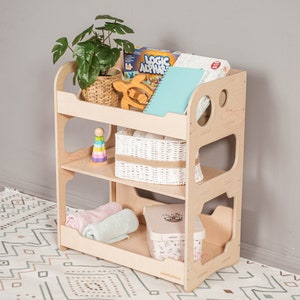 Montessori Toddler Toy Shelf, Display Shelf, Open Bookcase, Storage Unit  for Modern Kids 
