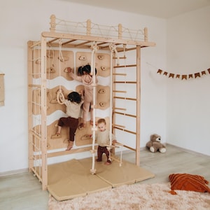 88x78&quot; Swedish Ladder, Wall Games, Climbing Panels, Indoor Climbing Wall, Monkey Bars, Indoor Swing, Montessori Climbing