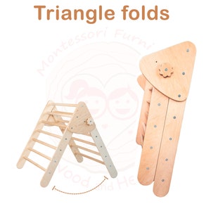 Foldable triangle and ramp Wood play gym Triangle with ramp Toddler furniture Wooden climber Montessori toddler Kids ladder Climbing ladder image 5