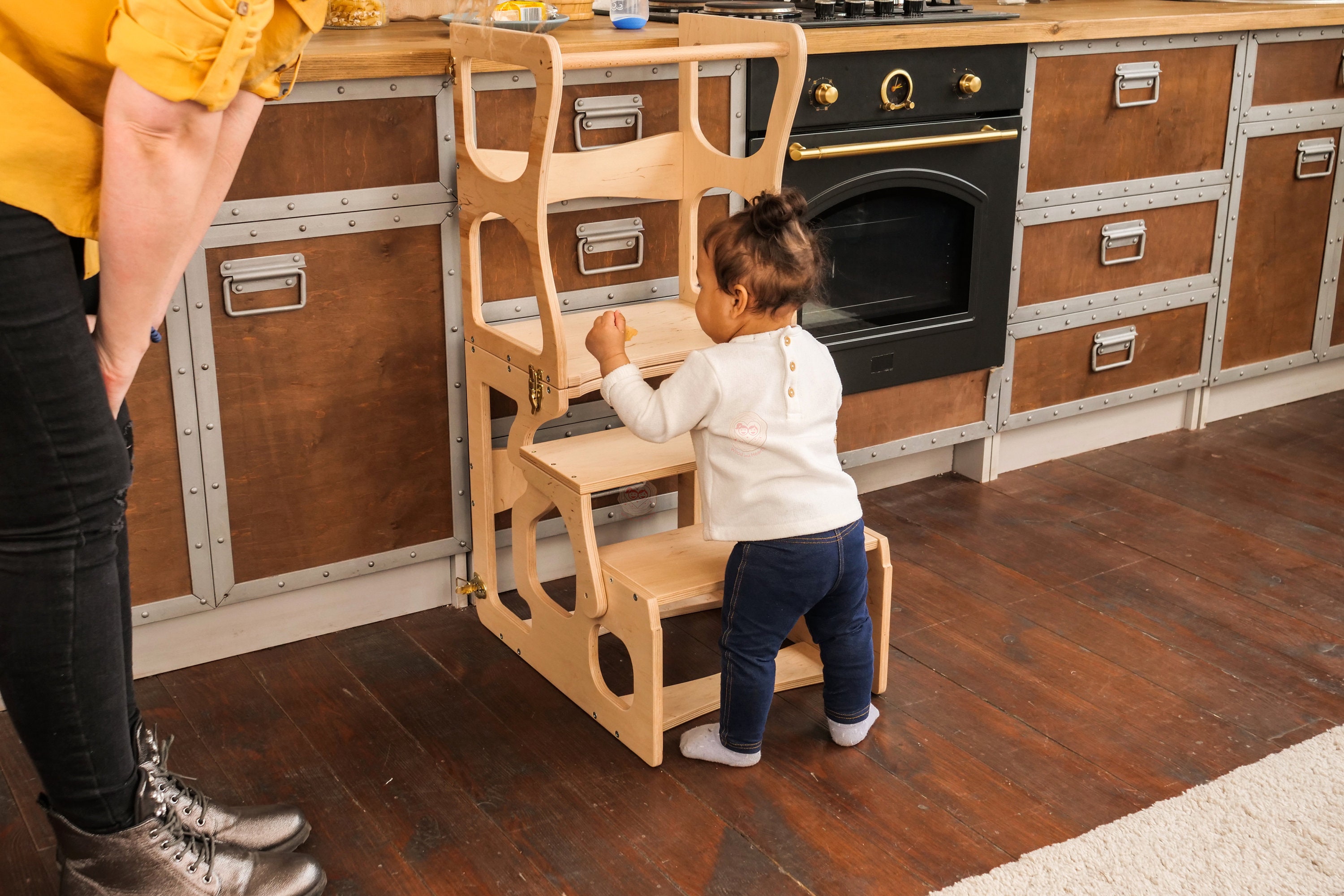 Sgabello Montessori con schienale Sedia didattica in legno per bambini  Torre della cucina Waldorf Palestrina trasformabile Regalo naturale per  bambini -  Italia