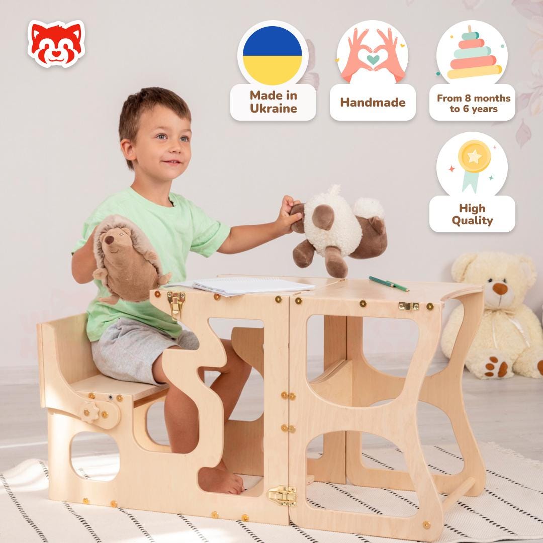 Multifuctional Kitchen Tower by Woodandhearts, Learning Kitchen Stool, Toddler Kitchen Step Stool, Montessori Kids Helper