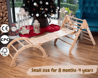 Activity baby gym Montessori set of climbing Arch climbing Ramp Foldable Triangle Modifiable furniture for kids Eco-friendly wooden toy