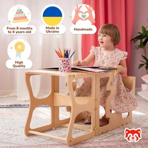 Montessori tower Toddler step stool Kids step stool Convertible Helping Tower Helper stand Kids table Wooden helper stool Step Stool