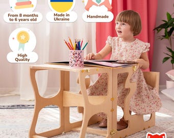 Montessori tower Toddler step stool Kids step stool Convertible Helping Tower Helper stand Kids table Wooden helper stool Step Stool