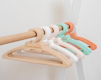 Unique Gift 10 pcs Bundle of Hangers, Baby Gift Set of Wooden Hangers Kids Room Decor, Hangers Kit for Baby Clothes