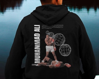 Muhammad Ali VS Sonny Liston KO Retro Design 90's Style Unisex College Hoodie Multiple Colors