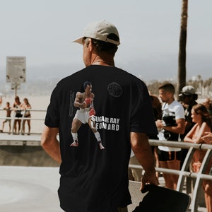 Sugar Ray Leonard Retro-Box-Grafik-T-Shirt im 90er-Jahre-Stil
