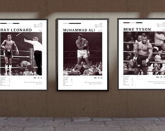 Legends Poster Trio Digital Download, Iron Mike Tyson, Sugar Ray Leonard, Muhammad Ali, 18x24" Boxposter, FHD Wanddekoration