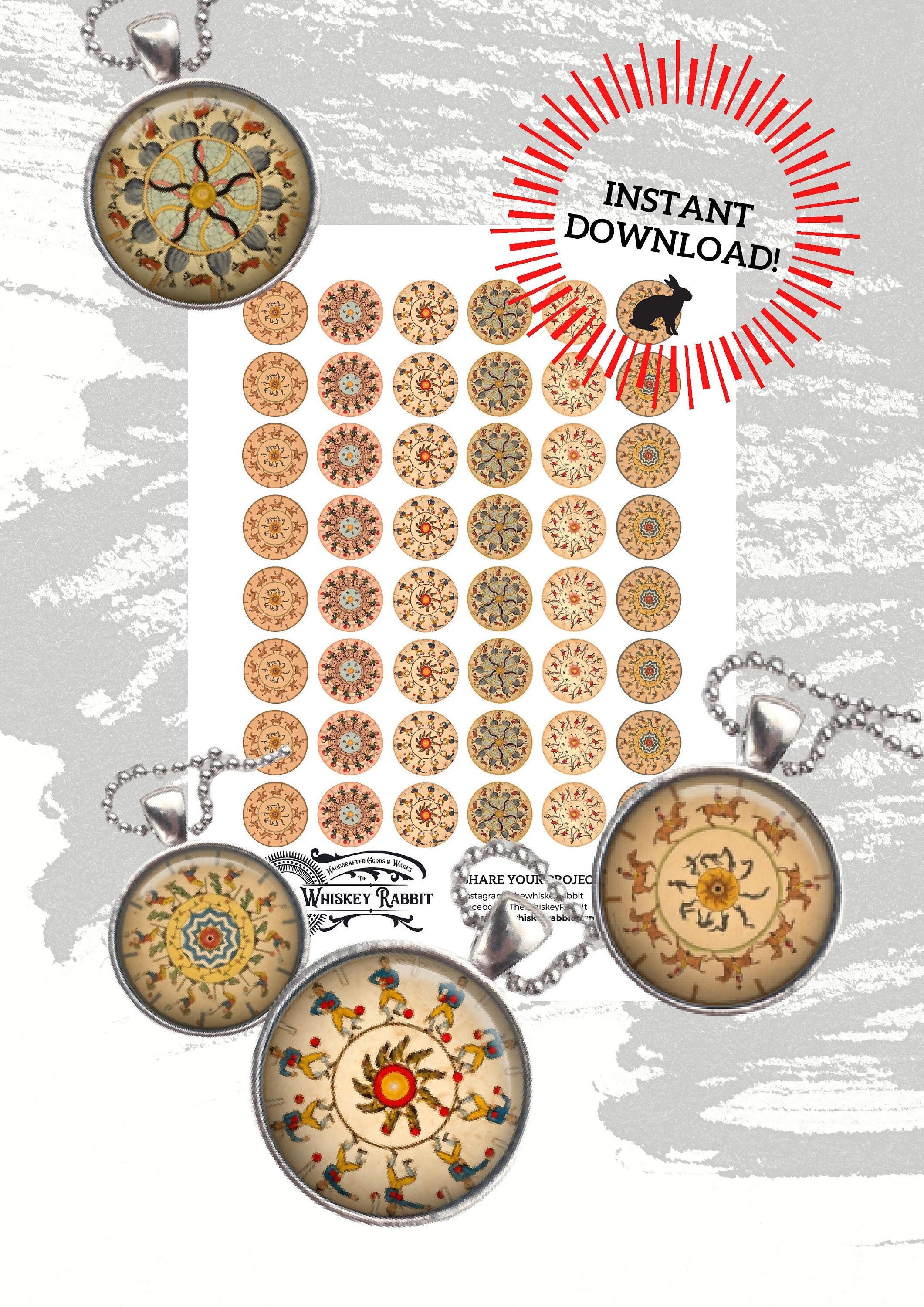 DIGITAL DOWNLOAD - 1" / 25mm Vintage Phenakistoscope Circles for Jewelry Pendants, Scrapbooking, Crafts