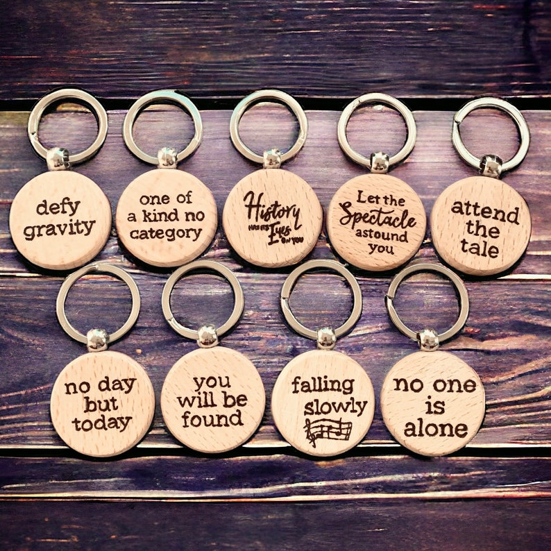 Broadway Themed Keychain Wicked Six Hamilton Phantom Sweeney Todd RENT